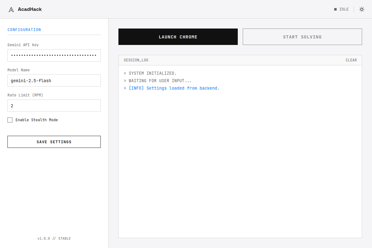 AcadHack Dashboard Interface — light
